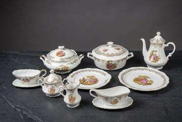 F. D. Chauny - Tafelservies (9) - Porselein, Goud