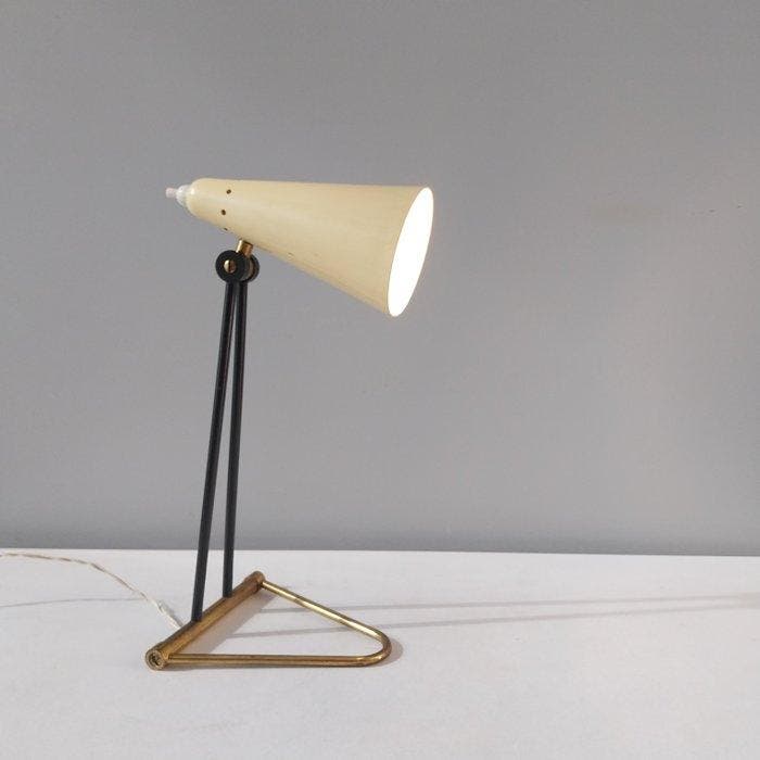 Lamp - Messing, gelakt aluminium, Antiek en Kunst, Antiek | Lampen