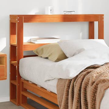 vidaXL Hoofdbord met schappen 100 cm massief grenenhout, Verzenden, Nieuw, Bruin, Hout