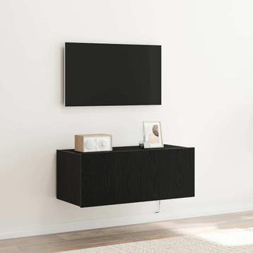 vidaXL TV Wandkast 80 x 35 x 31 cm Zwart Eiken Bewerkt hout, Minder dan 50 cm, Verzenden, Nieuw, Minder dan 100 cm