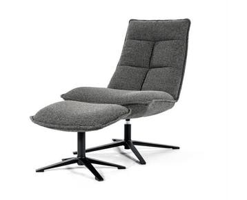 Fauteuil Marcus met voetenbank | Eleonora | Antraciet, Ophalen of Verzenden, Nieuw