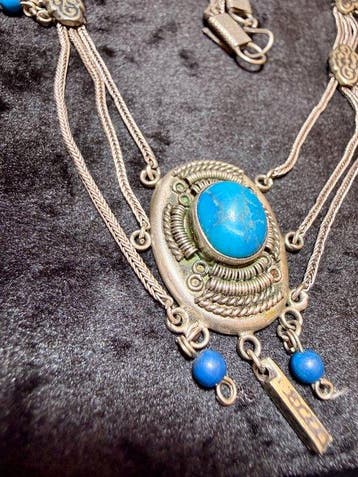 Zonder minimumprijs - Halsketting Zilver Turquoise -, Nieuw