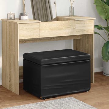 vidaXL Kruk Zwart 61 x 41 x 40 cm Nepleer en Gefabriceerd, Verzenden, Nieuw