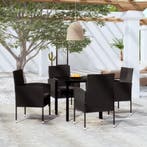 vidaXL 5-delige Tuinset zwart, 4 zitplaatsen, Nieuw, Tuinset, Verzenden