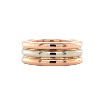 Bicolour gouden ring rose/wit 14 karaat, Verzenden, Zo goed als nieuw, Goud