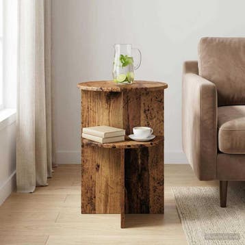 vidaXL Bijzettafel met opslag Oud hout Ø 39,5 x 55 cm, Huis en Inrichting, Tafels | Bijzettafels, Verzenden, Nieuw, 45 tot 60 cm