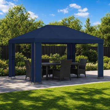 vidaXL Paviljoen 4 × 3 m Blauw Polyester en staal 190 gsm, Verzenden, Nieuw