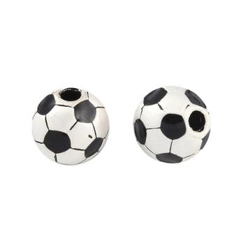 1 x Metalen kraal voetbal 9,5 mm – gat ca. 2,5 mm, mat zi., Ophalen of Verzenden, Nieuw, Kraal