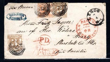 Thurn und Taxis 1862 - 325 op een aangetekende brief met, Postzegels en Munten, Gestempeld