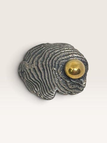 Zonder minimumprijs - Broche - 14 karaat Zilver, Geel goud -