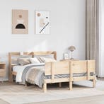 vidaXL Bedframe met hoofdbord massief grenenhout 120x190 cm, Huis en Inrichting, Slaapkamer | Bedden, Bruin, Verzenden, Nieuw
