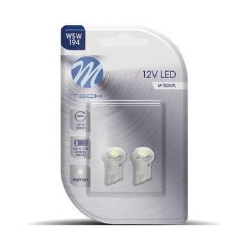 M-Tech LED W5W 12V - Basic 1x Led diode - Wit - Set, Verzenden, Nieuw, Maserati