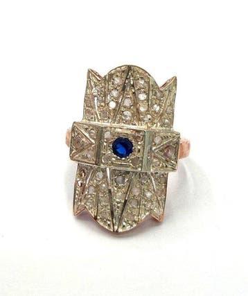 Zonder minimumprijs - Ring - 9 kt. Roségoud, Zilver Spinel -, Nieuw