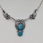 Zonder minimumprijs - Halsketting Zilver Turquoise - Eugene, Sieraden, Tassen en Uiterlijk, Nieuw