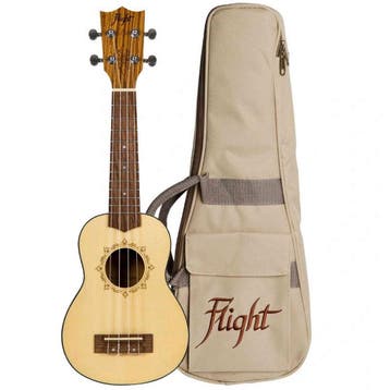 Flight DUS320 SP/ZEB Soprano Ukulele met Spruce Top,, Ophalen of Verzenden, Nieuw