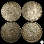 Duitsland, Bondsrepubliek 5 Deutsche Mark 4x 1951/1965,