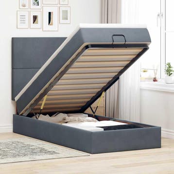 vidaXL Ottoman bed met matrassen 90x200cm fluweel, 90 cm, Eenpersoons, Verzenden, Nieuw