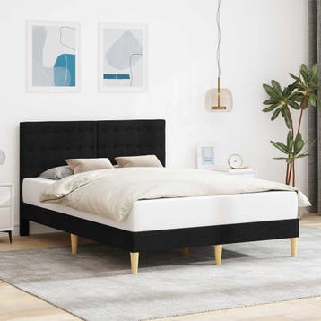 vidaXL Bedframe met hoofdeinde Zwart 120 x 200 cm Stof, Huis en Inrichting, Overige materialen, Verzenden, Zwart, Nieuw