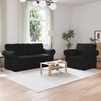 vidaXL Bankstel 2 pcs Zwart 175 x 82 x 80 cm Stof, Huis en Inrichting, Banken | Bankstellen, Verzenden, Nieuw, Stof, Minder dan 150 cm