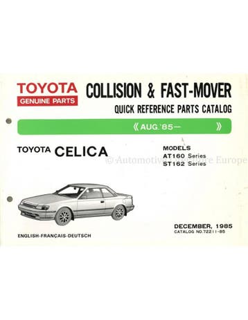 1986 TOYOTA CELICA SNEL ONDERDELENHANDBOEK