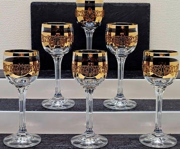 |- (6) x *Exquisites Bohemia 24 Karat Gold Kristallgläser