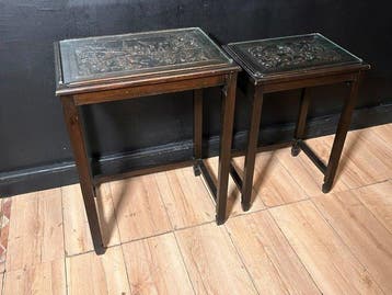 Middentafel (2) - Hout, Glas - Bijzettafels die in elkaar