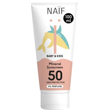 Naïf Baby & Kids Mineral Sunscreen 0% Perfume SPF50 100ml, Ophalen of Verzenden, Nieuw, Overige typen