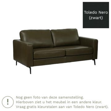 Leren bank Match - 2,5 zits - Toledo Nero (zwart) - Poten, Huis en Inrichting, 150 tot 200 cm, Nieuw, Ophalen of Verzenden, Rechte bank