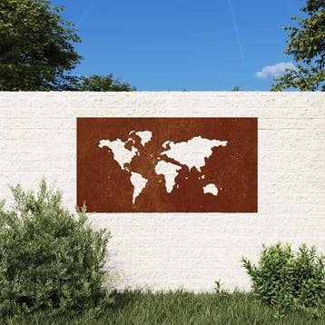 vidaXL Wanddecoratie tuin wereldkaartontwerp 105x55 cm, Verzenden, Nieuw