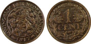 Koningin Wilhelmina 1 cent 1917 MS64 Blackened PCGS, Verzenden, Koningin Wilhelmina, 1 cent, Losse munt