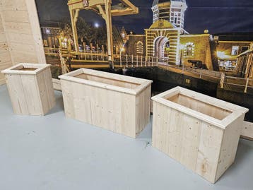 Steigerhouten Bloembak Lissabon | Handgemaakt & Snel Gelever, Tuin en Terras, Bloembakken en Plantenbakken, 100 cm of meer, Nieuw
