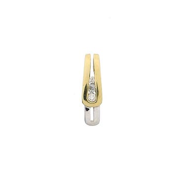 Zinzi bicolor gouden minimalistische hanger met diamanten..., Ophalen of Verzenden, Gebruikt, Goud, Overige merken