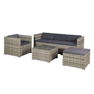 Loungeset Punta Cana L - Polyrotan - Grijs-gemeleerd, Verzenden, Nieuw