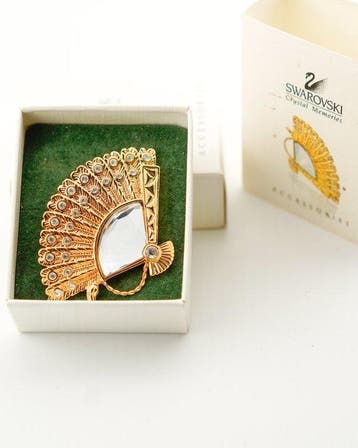 Swarovski - Kristal, Verguld - Broche - Spaanse fan