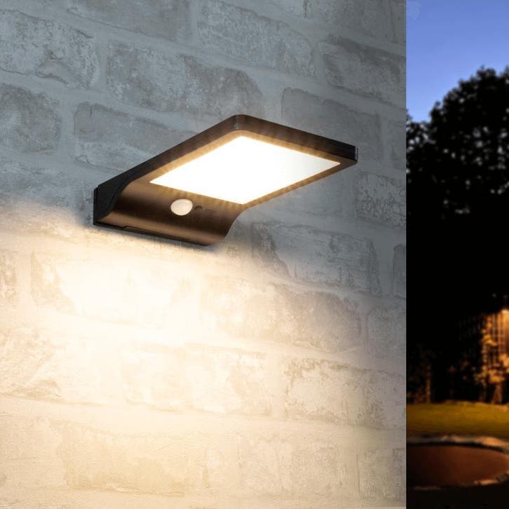 Solar wandlamp Slim - Met bewegingsmelder - Zwart, Tuin en Terras, Buitenverlichting, Bewegingssensor, Waterbestendig, Led, Licht-donker-sensor