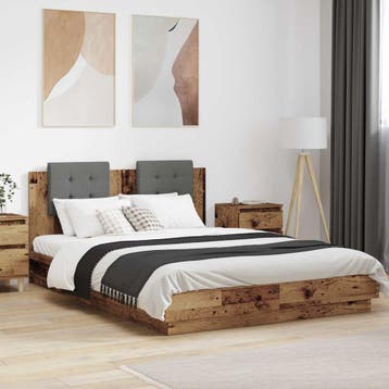 vidaXL Bedframe met Hoofdeinde Oud Hout 120 x 200 cm Bewerkt, Bruin, Verzenden, Nieuw, Twijfelaar