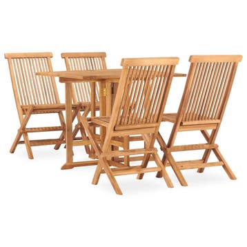 vidaXL 5-delige Tuinset inklapbaar massief teakhout, Tuin en Terras, Verzenden, Nieuw, Teakhout, Tuinset