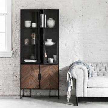 *WOONWINKEL* DTP Home Criss Cross Zwarte Vitrinekast Visgraa, Verzenden, Nieuw