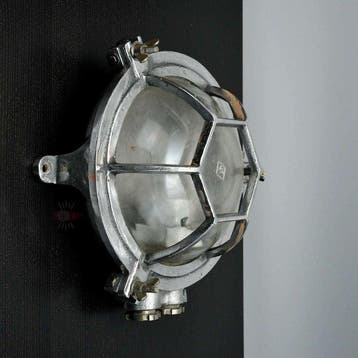 Wandlamp - Metaal, Glas - Industrieel kooi-lamp