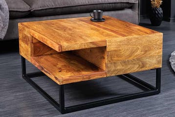 Massief houten salontafel GIANT 60 cm bruin sheesham stone, Ophalen of Verzenden, Nieuw
