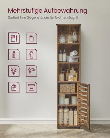 Hoge Badkamerkast met 3 Open Vakken en 2 Verstelbare Planken, Huis en Inrichting, Badkamer | Badkamermeubels, Verzenden, Nieuw