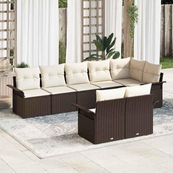 vidaXL Tuin Sofa Set 8 st Bruin poly rattan, Verzenden, Nieuw, 8 zitplaatsen