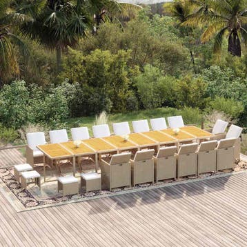 vidaXL 21-delige Tuinset met kussens poly rattan beige, Verzenden, Nieuw, 2 zitplaatsen, Tuinset