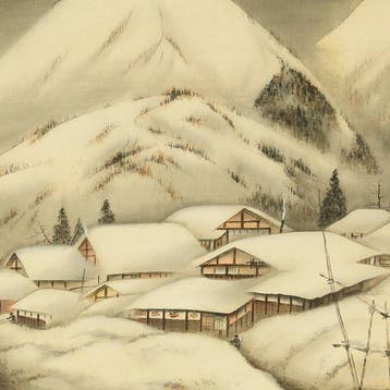 Snow-covered Mountain Village with Original Box (Tomobako) -