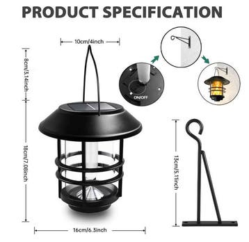 Solar Hangende Lantaarn Flikkerende Vlam Tuinlamp, Verzenden, Nieuw