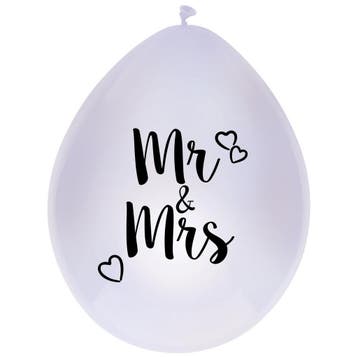 Ballonnen Mr & Mrs 30cm (6st), Ophalen of Verzenden, Nieuw
