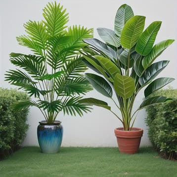 Set van 2 Luxe Kunstplanten: Realistische Palm en Bananenboo, Huis en Inrichting, Verzenden, Nieuw