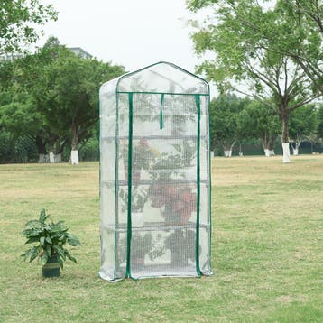 [en.casa] Tuinkas Chaam foliekas 158x69x49 cm wit, Verzenden, Nieuw