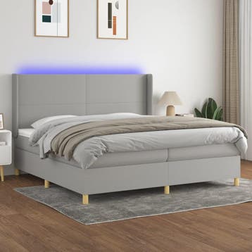 vidaXL Boxspring met matras en LED stof lichtgrijs 200x200, Verzenden, Overige maten, 200 cm, Nieuw