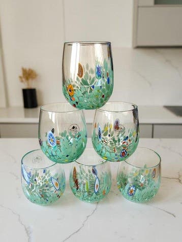 MurArt - Drinkset - Glas - Set van zes glazen - Murrine